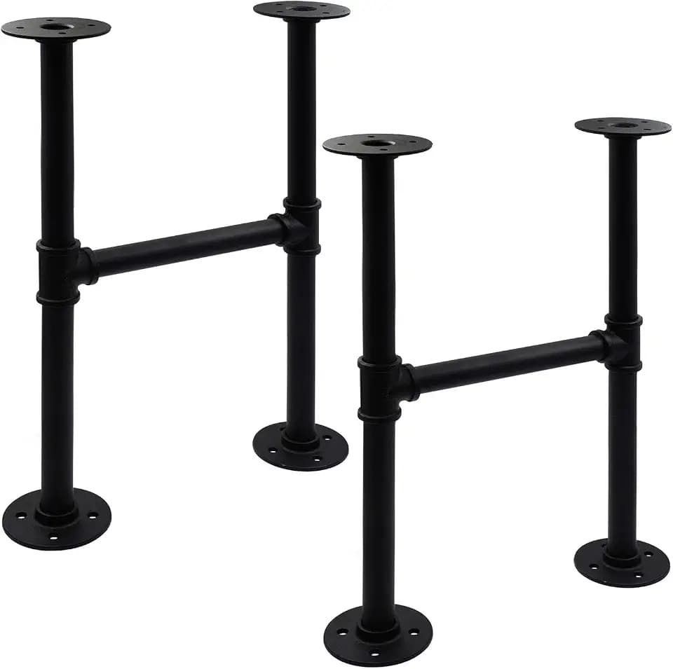76,2 cm industrielles Rohr-Tischbein-Set, Eisen-Basisbeine für Couchtische, Schreibtische, Nachttisch, Vintage, dunkelgrau-schwarz, raue Rohre, 2 Stück