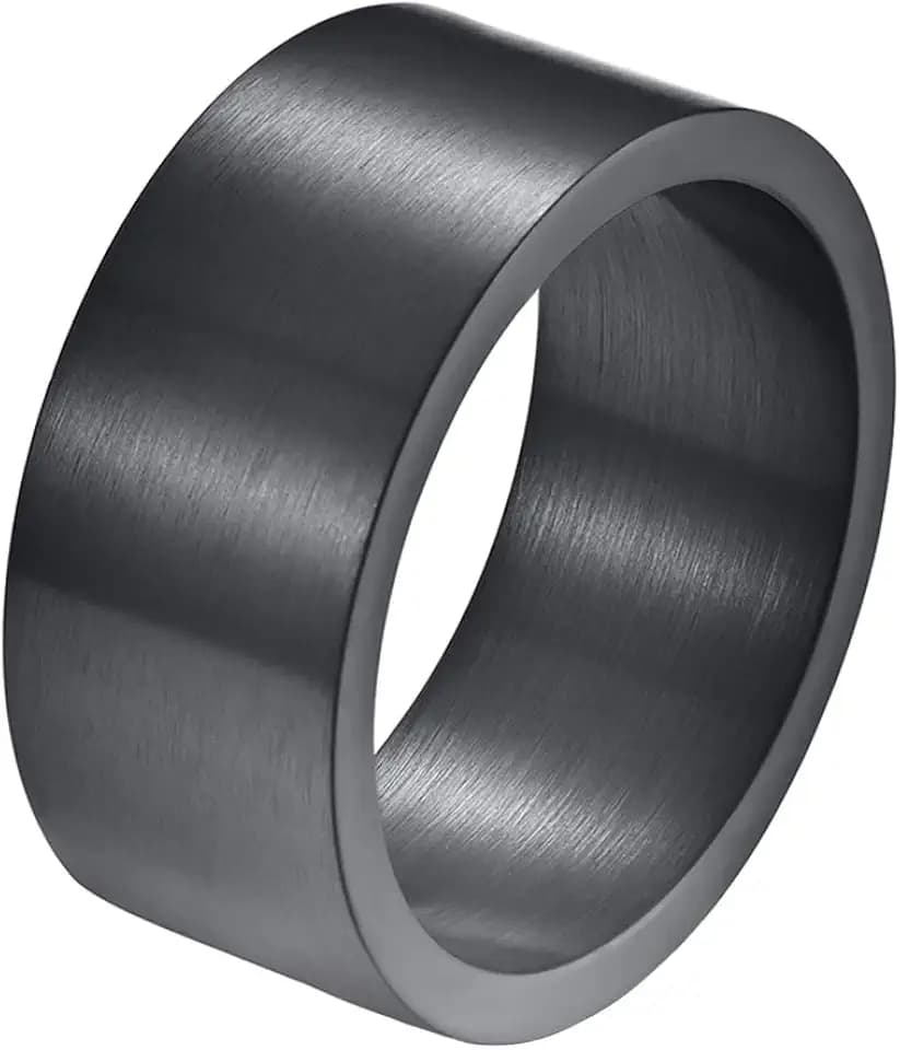 Mens Womens Stainless Steel 19mm/10mm Wide Ring Big Cool Plain Band Matte Finish Flat Top Silver, Gold, Black