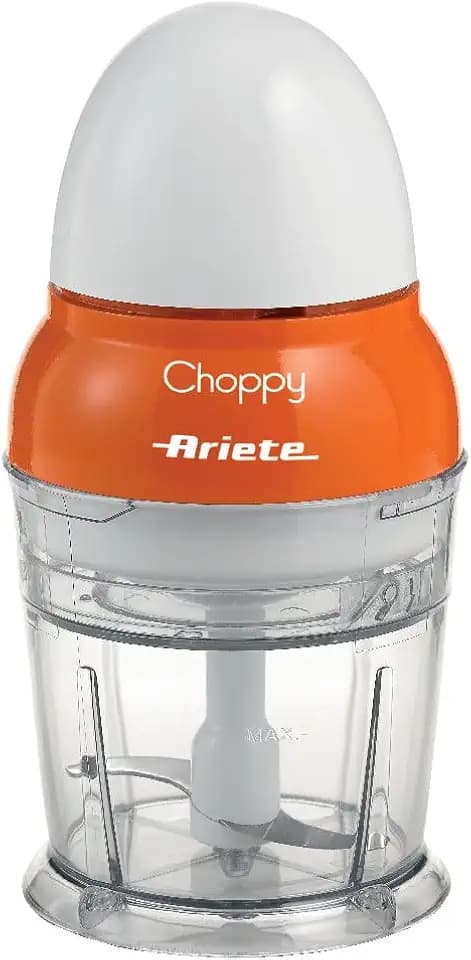 Ariete 1836 Choppy - Chopper mit Edelstahlklingen - startet durch Drücken des Deckels - 250 ml - 160 Watt - Orange