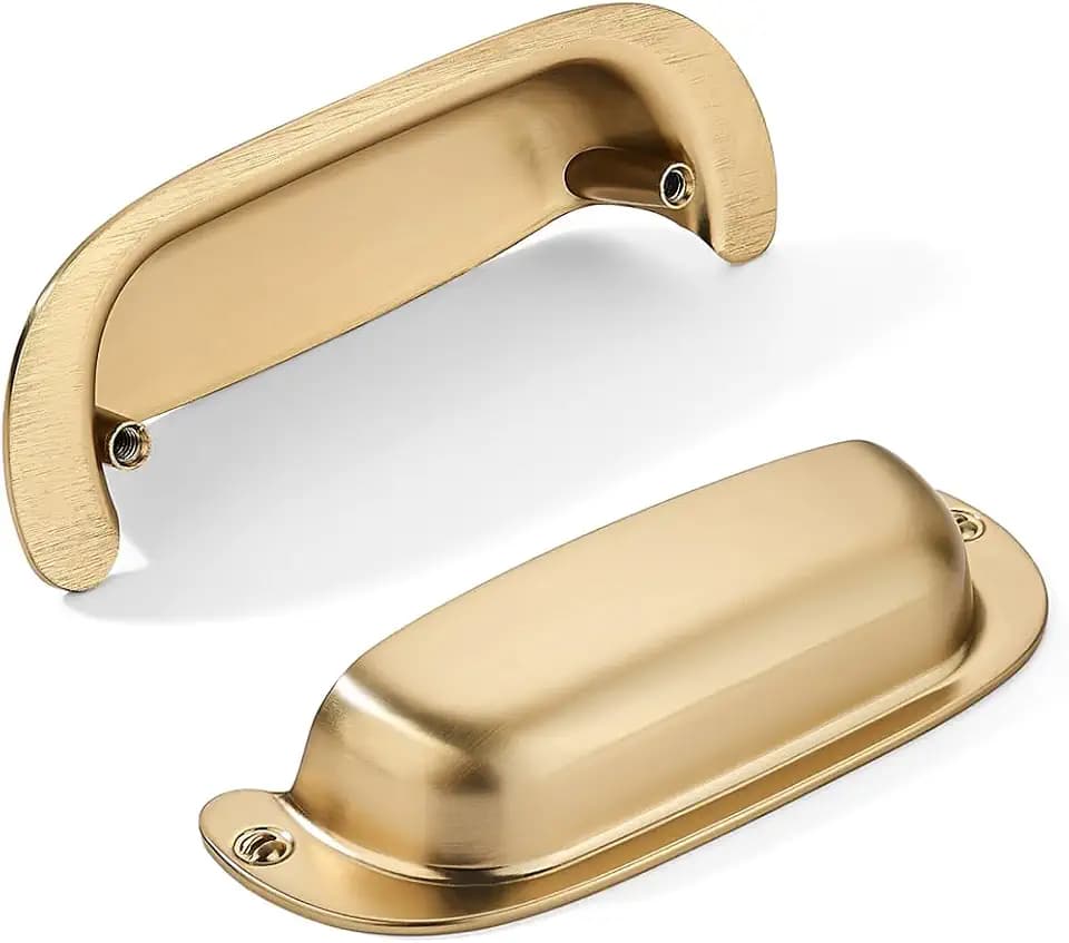 khtumeware 10 Pack 4"(102mm) Hole Center Retro Brass Drawer Pulls Champagne Bronze Cabinet Bin Cup Pulls Bathroom Hardware Cabinet Handles Drawer Handles Knobs