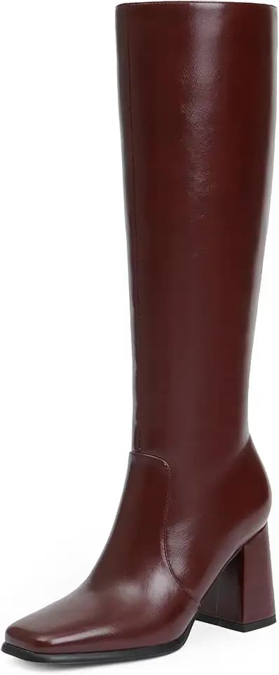 Knee High Boots Women Square Toe Chunky Heel Fashion Tall Boots