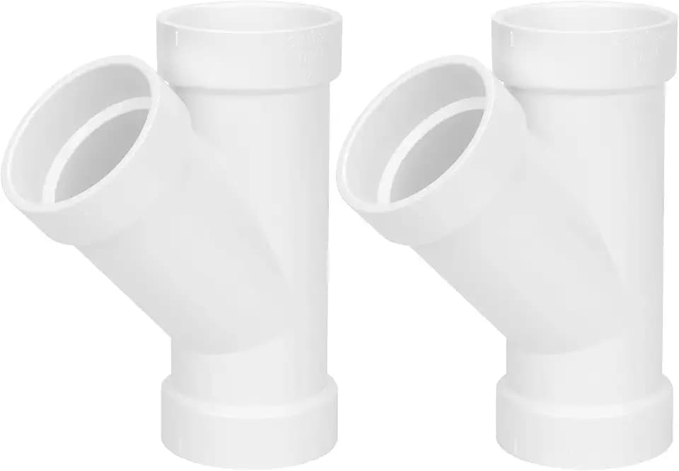2Pack 2" PVC 45 Degree Wye DWV Pipe Fittings (Socket x Socket x S) SCH40 PVC DWV Sanitary Y-TEE Pipe Fittings Connectors for Drain, Waste, Vent