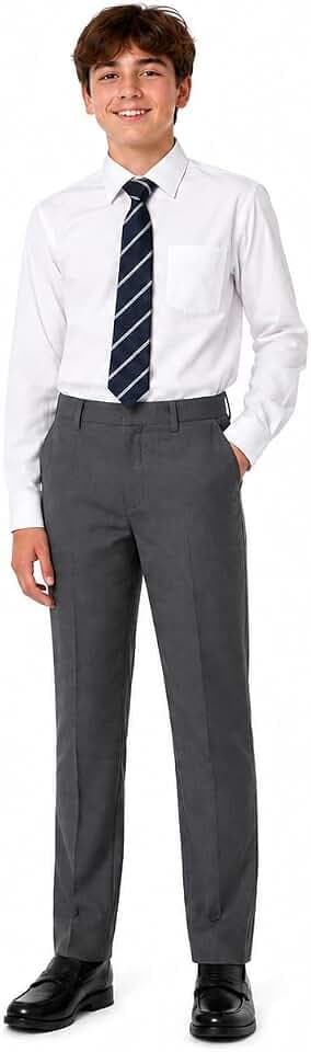 L S U Jungen Slim Fit Schulhose, Reißverschluss und Clip, Uniform, 6/7–15/16 Jahre, halbelastisch