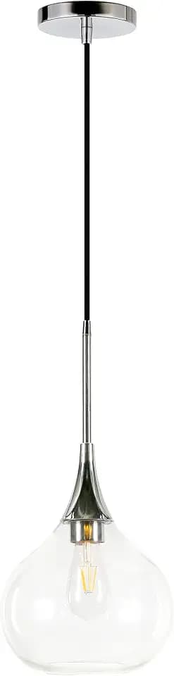 Henn&Hart 9" Pendant Light Fixture with 8' Adjustable Cord, Polished Silver