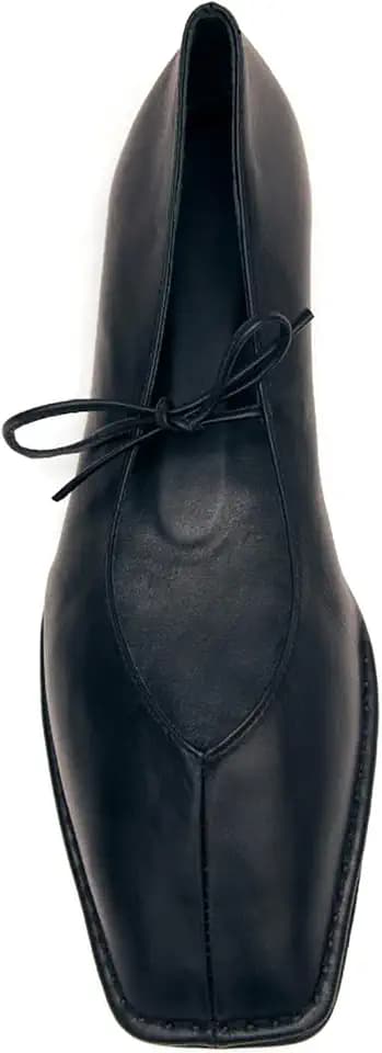 FIFSY Women's Square Toe Ballet Flats with Straps Lace Up Ballerina Shoes