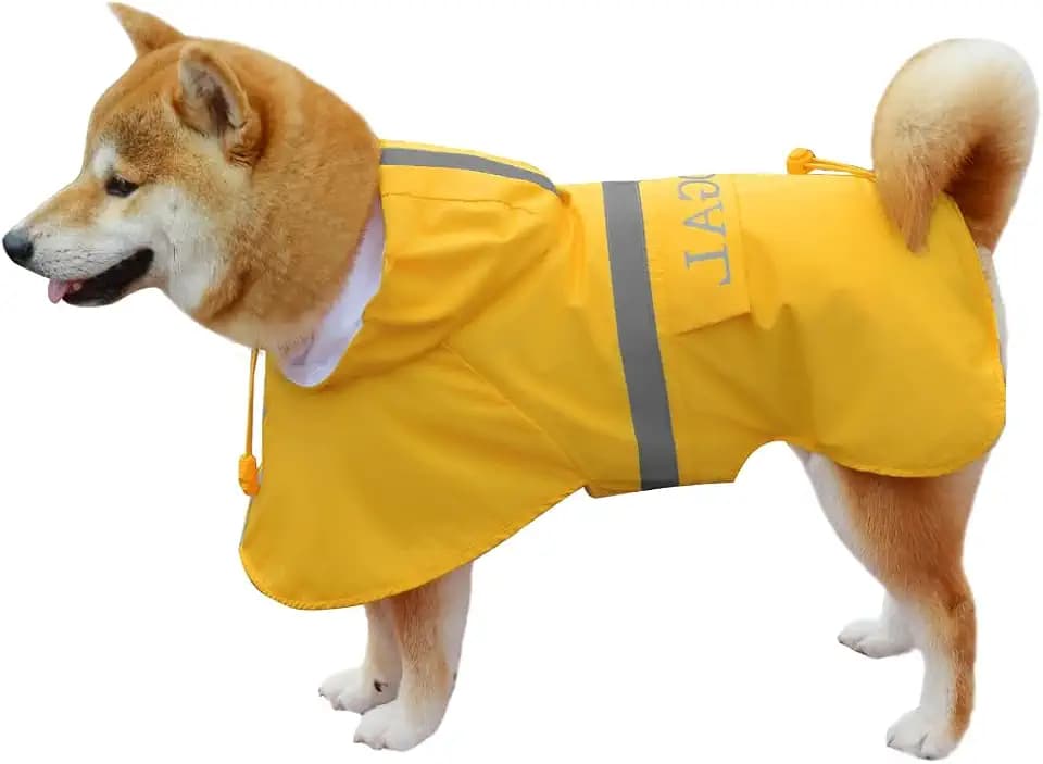 Dog Raincoat Waterproof Hooded, Medium Dogs, Red, 3XL