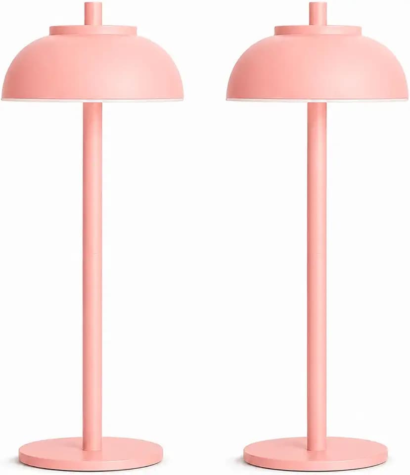 Pink Cordless Table Lamps, Rechargeable LED Touch Lamp, 2 Pack