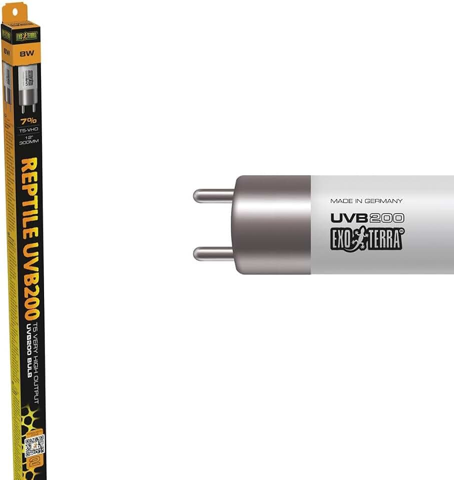 Exo Terra Reptile UVB Pro 200 8W, T5 Hochleistungs-UVB-Lampe für halbschattige Habitate, 7% UVB für Vitamin D3 Synthese, Sunergy Phosphor Mischung, 30 cm T5 Röhre, UVA & UVB Beleuchtung
