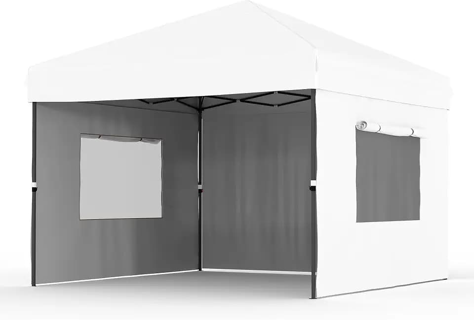 GarveeHome 10x10 Pop Up Canopy Tent Outdoor Canopy One-Person Set Up Heavy Duty Commercial Instant Tent Shelter, 3-Sidewall, Events, Parties, Camping, Black