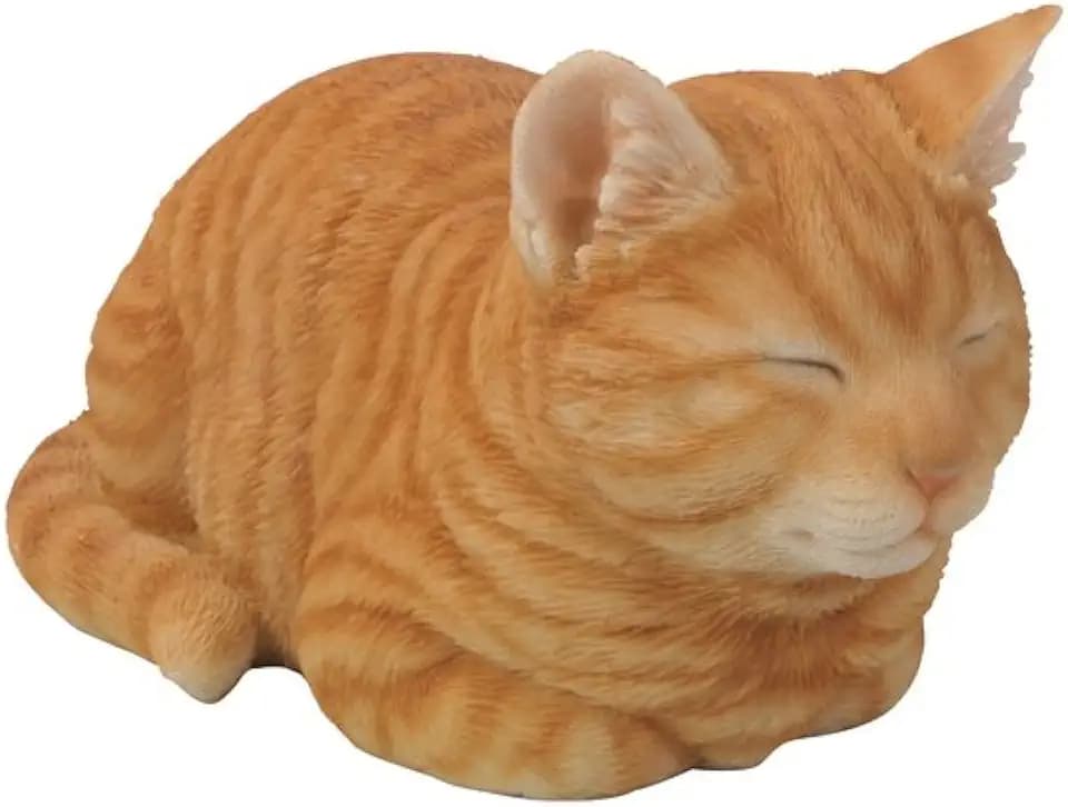 Hi-Line Gift Ltd Tabby Sleeping Cat Statue, Orange