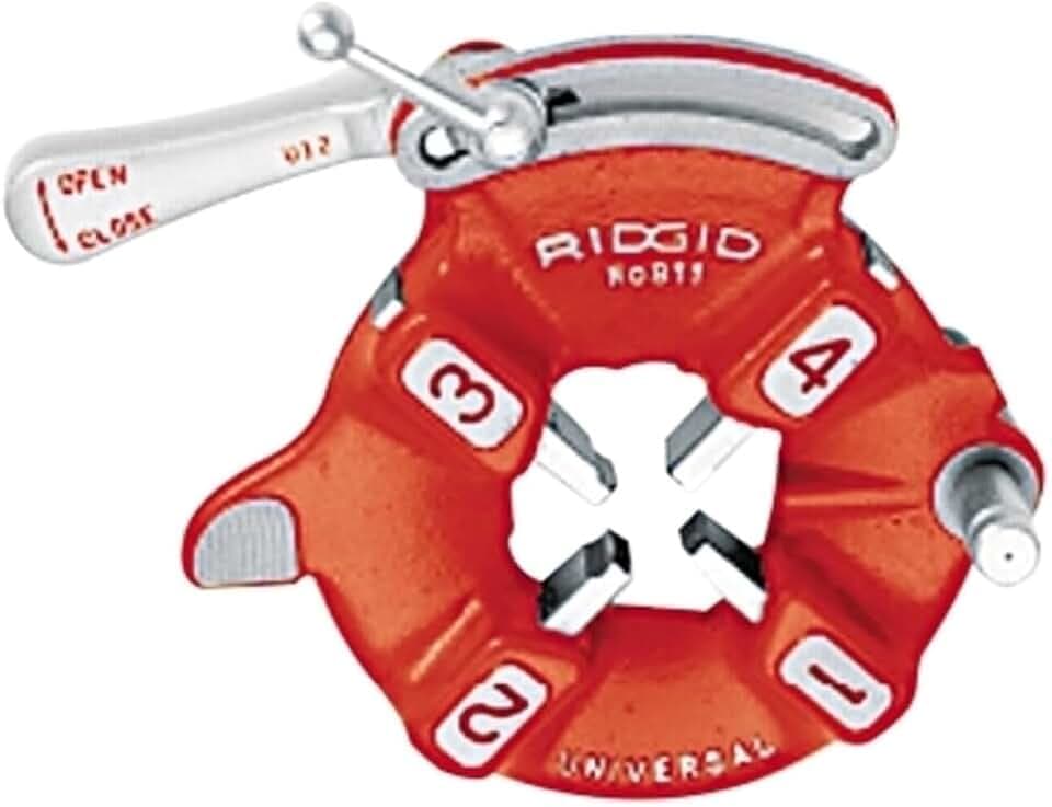 RIDGID 97065 811A Universal Quick Opening Right Hand Oiling Die Head for 1/8-Inch to 2-Inch NPT Pipes, Durable Cast Iron Construction, Red