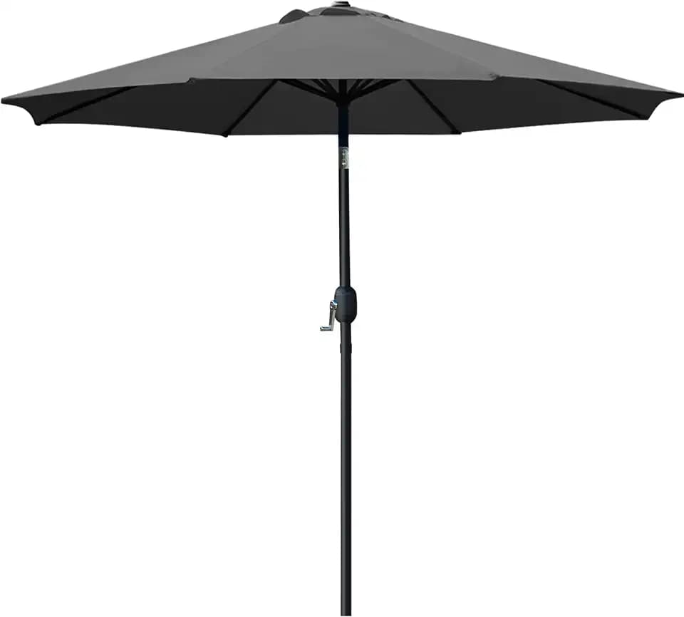 Sunnyglade 9' Patio Umbrella Outdoor Table Umbrella with 8 Ribs Grey