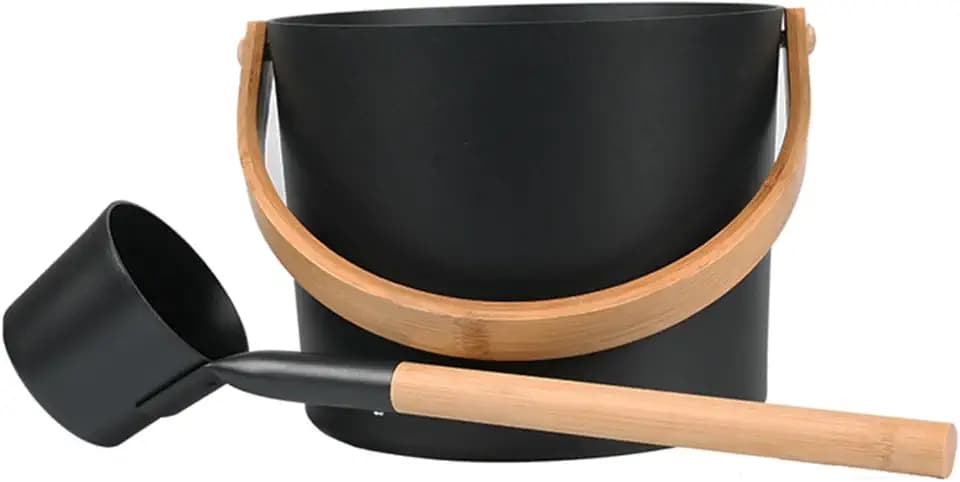 7L Large Capacity Aluminum Sauna Bucket and Ladle Set,Sauna Bucket