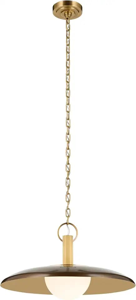 Kichler Kurio 22 Inch 1 Light Modern Pendant, with Etched Opal Glass in Lacquered Bronze, Sloped Ceiling Compatible, Adjustable Height (22" Dia x 12.25" H), 52835LBZ