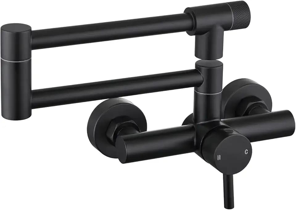 CREA Faltbare Wandarmatur für Küche,Wandwasserhahn Küche, Schwarz