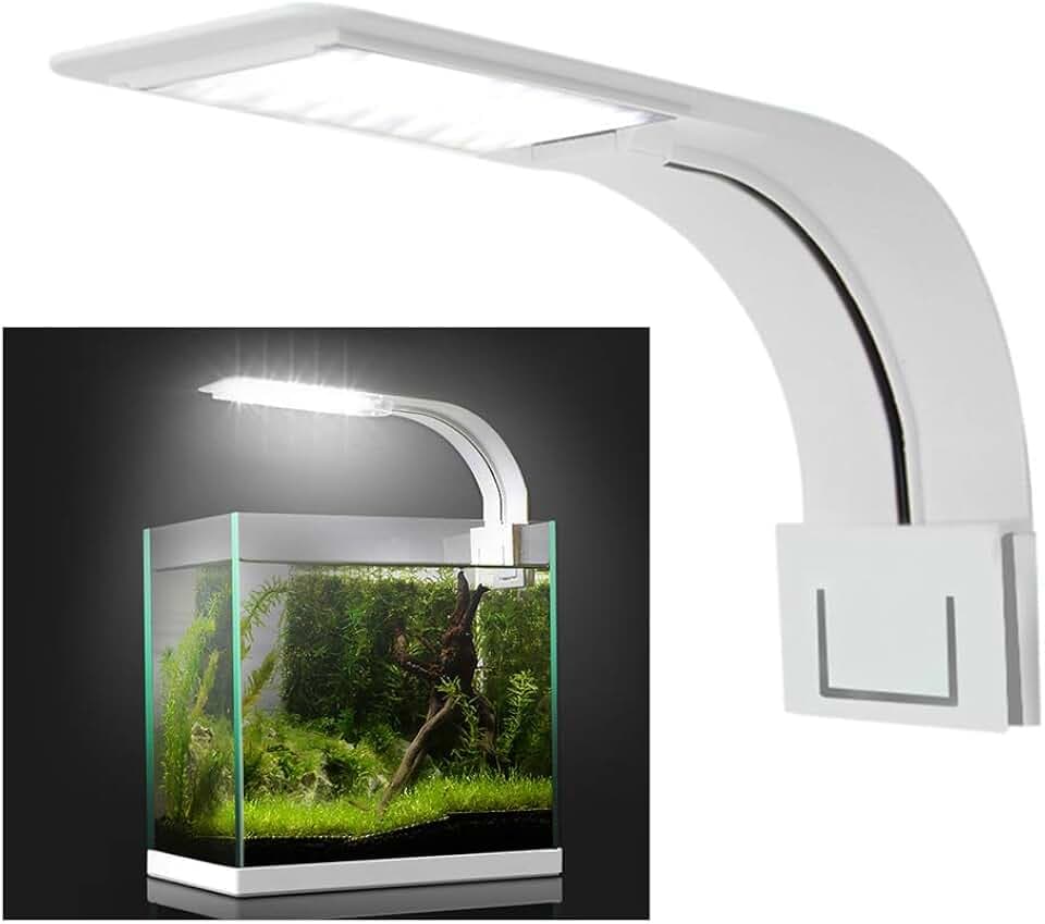 aquariumlampen led 10W LED Aquarienleuchte 24LEDs Fische Tank Beleuchtung Aufsetzleuchte mit leistungsstarkem Clip für Aquarium, Zisternen, Steingärten(Blaues und weißes Licht)