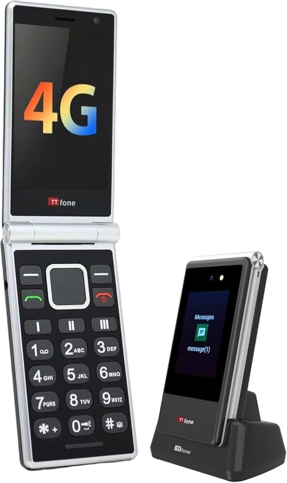 TTfone TT990 4G Klapphandy mit Android 14 (De-Googled), WhatsApp, 3,5" Touchscreen, SOS-Taste, große Tasten, 64GB