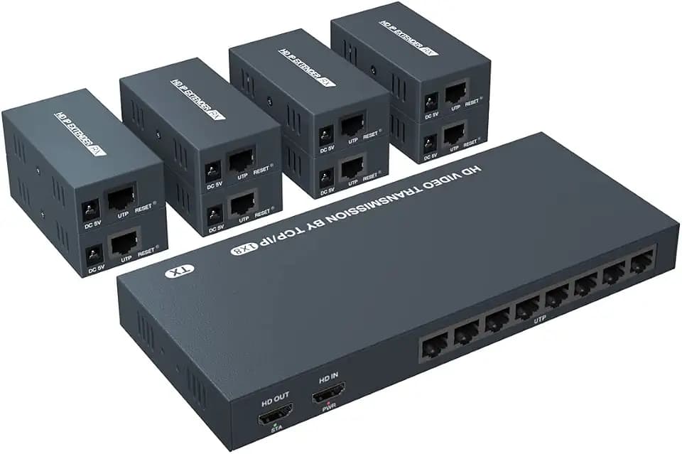 492ft HDMI Splitter Extender 1x8 Video Over CAT5 CAT6 CAT7 Ethernet Cable