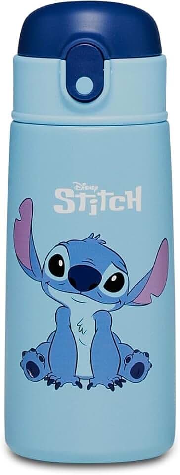 Seven Lilo & Stitch Trinkflasche, Thermosflasche, Wasserflasche, Thermosflasche aus Edelstahl, BPA-frei, 460 ml, Silikondeckel, Kinder, Jungen, Mädchen, Geschenkidee, blau