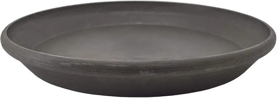 PSW Pot Collection AP35DC 14-inch Plastic/Stone/Wood Composite Plant Saucer Drip Tray – No Drainage Hole (Drillable), Indoor/Outer Water Tray, Dark Charcoal