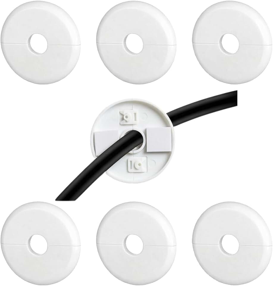 6 Stück Runde Kabeldurchlass, TV-Kabel-Versteck, Kabeldurchführung Wand, Weiß Baldachin Deckendose Abschluss, Kabel Durchführungen Kunststoff, für Kabelloch Tisch, Büro Computertisch(White)