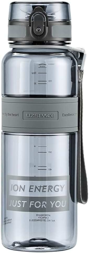 Wasserflasche mit Fruchteinsatz, Sportwasserflasche, 1000 ml, BPA-freies Tritan, auslaufsicher, Rindengrau