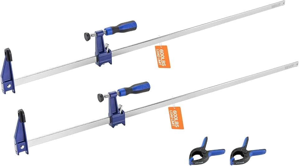 VEVOR Stangenklemmen Holzbearbeitung 2 Stk. 914 mm Öffnung, feststellbare F-Klemme mit 272 kg Belastungsgrenze, 63,5 mm Tiefe, Gusseisen & Kohlenstoffstahl, einfach zu bedienen, Metallbearbeitung