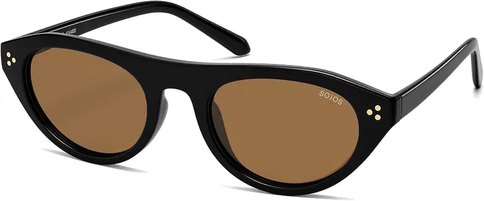 SOJOS Polarized Retro Oval Cat Eye Sunglasses for Women, 90s Small Y2K Vintage TR90 Sun Glasses SJ2727
