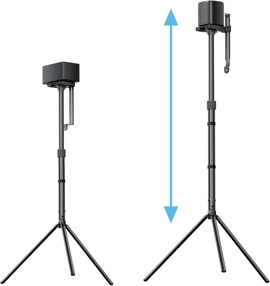 ULTIMEA 2-Pack Universal Height-Adjustable Speaker Stands, Black Floor Speaker Stand with 3KG Capacity, Extendable from 24.4" to 36.6" for Satellite Speakers, Steady 310