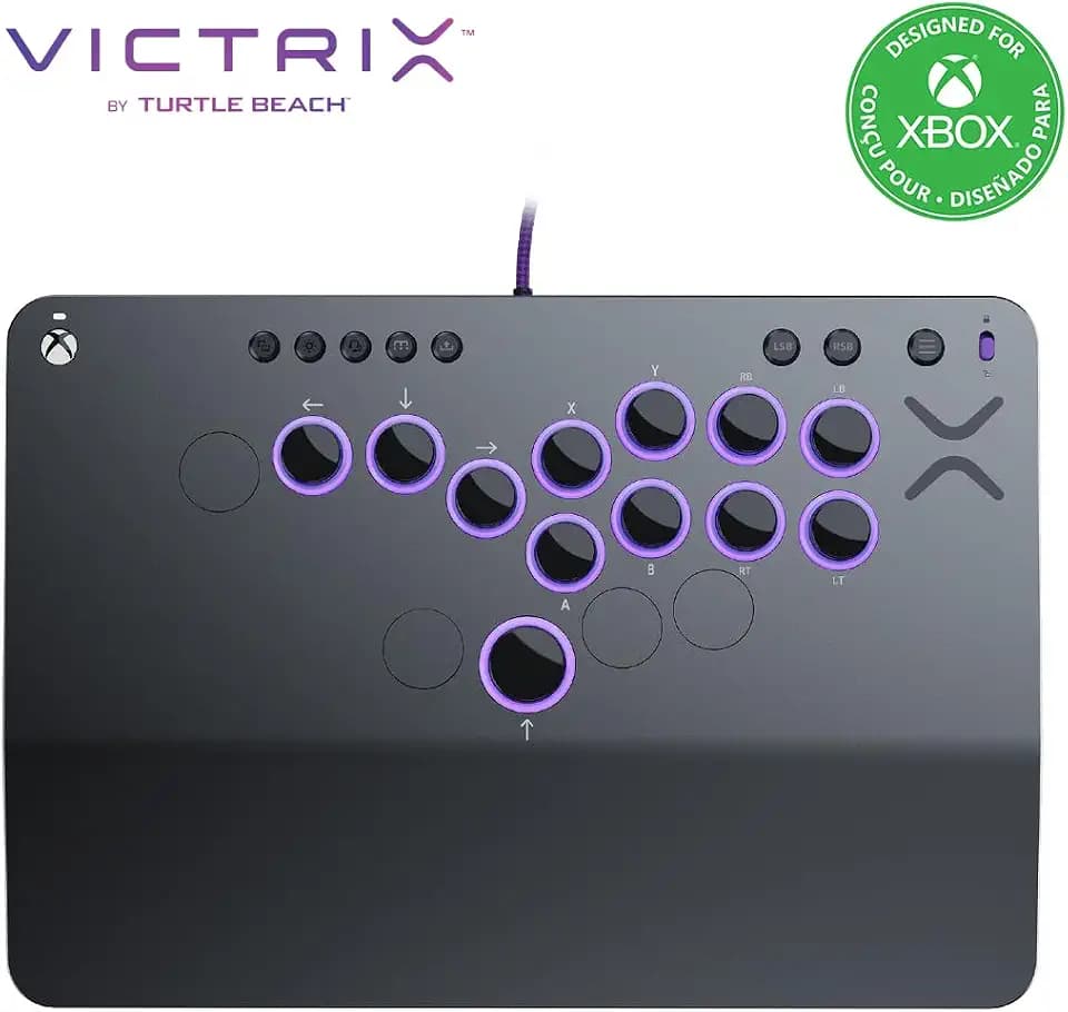 Turtle Beach Victrix Pro KO Leverless E-Sport-All-Button-Fight-Stick, XBOX | Grau, XBOX Series X|S/XBOX One/Windows PC, Turnier-Arcade-Controller, 16 Cherry-Switches, schlankes Design, RGB-Beleuchtung