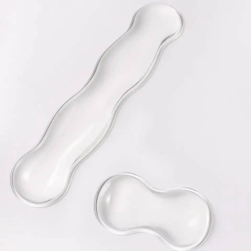 Sumgsn White Gel Wrist Rest Set, Clear Keyboard and Mouse Rest for 60%/75%