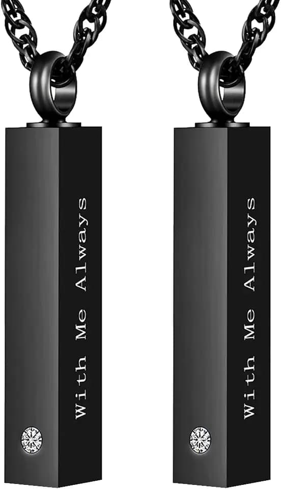 abooxiu Urn Necklace for Ashes Cube Cremation Jewelry for Ashes Minimalist Ashes Necklace Vertical Stainless Steel Memorial Ash Holder