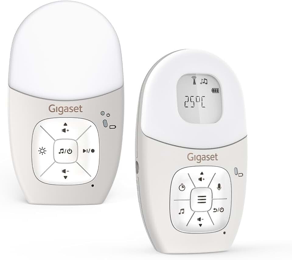 Gigaset Baby 100 Audio – Audio-Babyphone mit DECT-Technologie – Sichere Zwei-Wege-Kommunikation – 300m Reichweite - Fütterungstimer - Temperatursensor - Nachtlicht, Warm Grey [Deutsche Version]