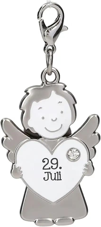 Depesche 14340.211 Schutzengel Anhänger 365 Tage - 29. Juli, aus Metall, Glücksbringer mit Engel, Herz und Schlüsselring, zum Verschenken an Familie und Freunde