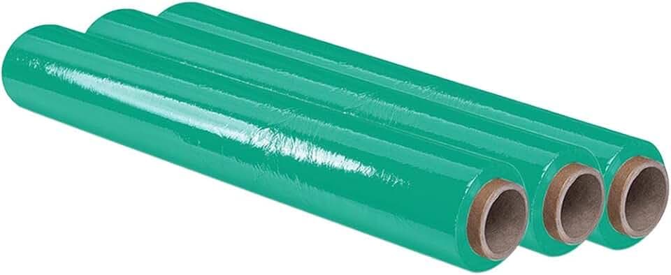 Film Rot zum Verpacken von 50 cm x 300 m Länge, elastische Folie, manuelle Verpackung (Grün, 3 Rollen)