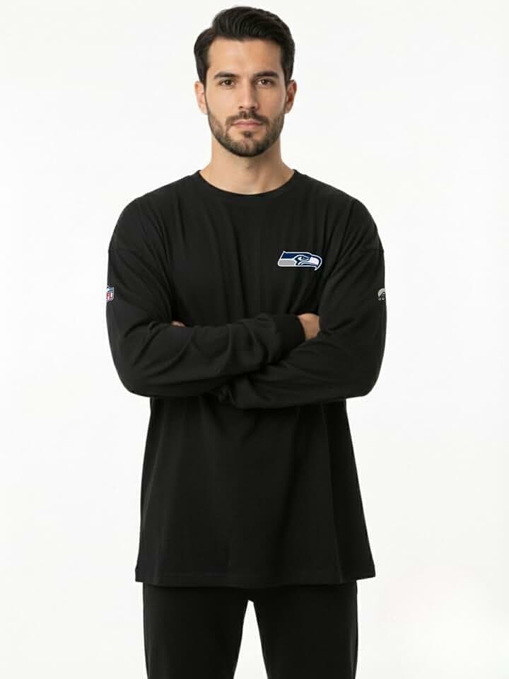 OOSC Herren Seattle Seahawks Long Sleeve T-Shirt T-Shirt (1er Pack)