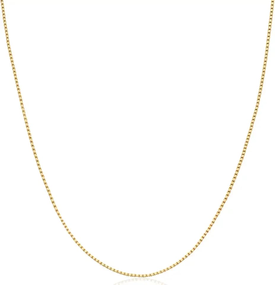 Amazon Essentials Sterling Yellow Gold or Silver Thin 0.8mm Box Chain Necklace