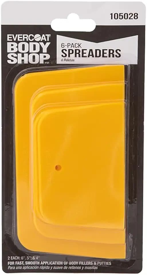 Evercoat Body Shop 105028 6-Pack Spreaders for Fast, Smooth Application of Body Fillers and Putties, 4", 5" and 6"