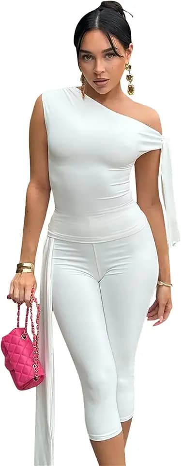 Elainone Capri Sets for Women 2 Piece Sexy Bodycon Pants Outfits