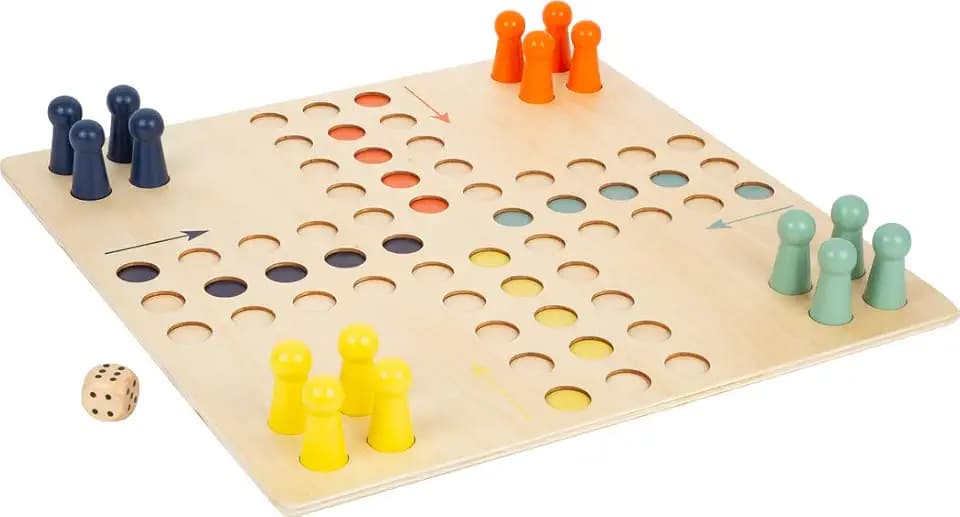 small Foot Ludo XL aus Holz für Vier Spieler, Gesellschaftsspiel für die ganze Familie im Großformat, ab 4 Jahren, 11783, Nee