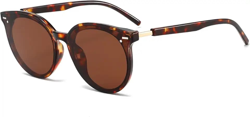Long Keeper Vintage Runde Sonnenbrille Damen Katzenaugen Groß Sonnenbrille Klassisch Brille Cateye Schwarz Retro Damen Sonnenbrillen mit UV Schutz