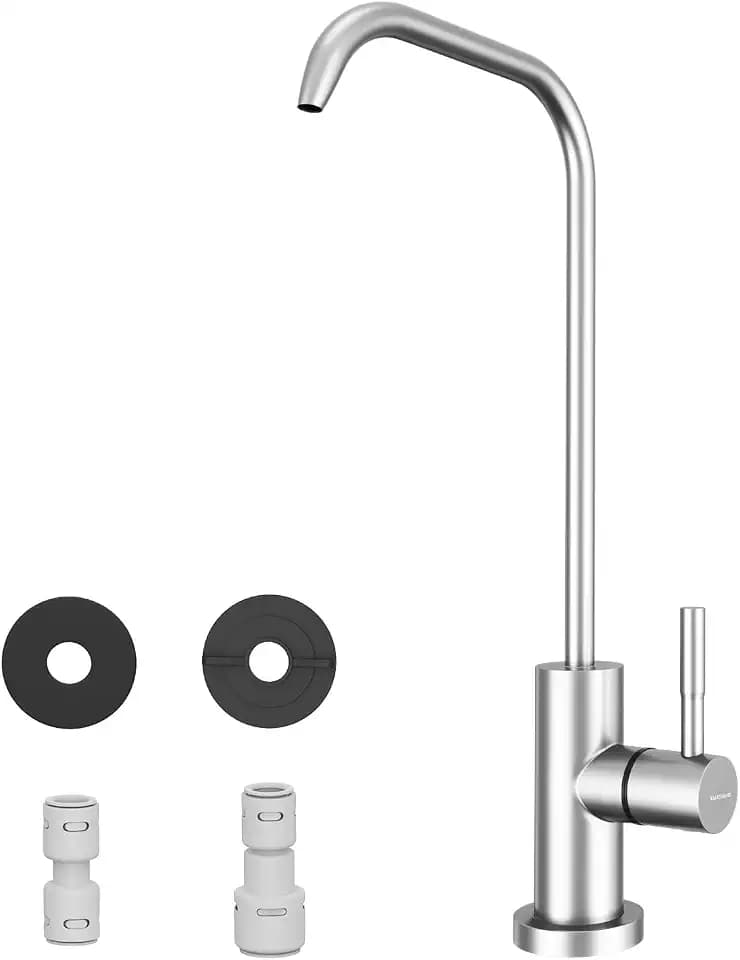 WEWE RO Drinking Water Faucet, Brushed Nickel, 1/4" & 3/8" Connectors