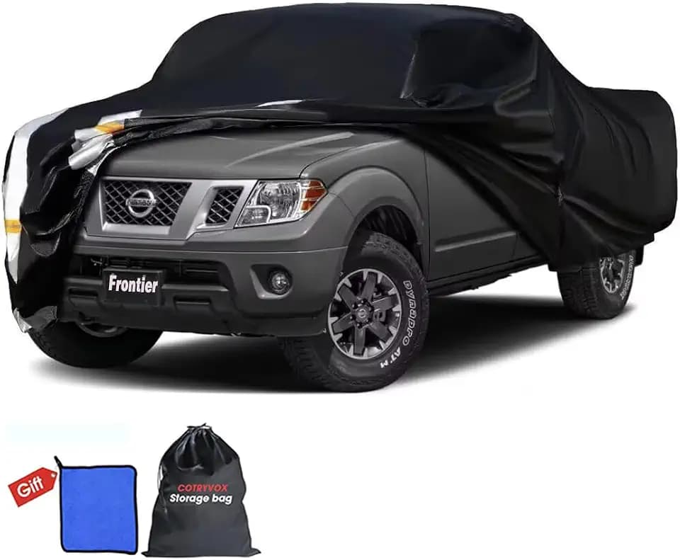 Frontier Truck Cover Custom Fit 1998-2020 King Cab SB (4.6'-6.2') with Door Zipper, 12 Layers Full Exterior Pickup Truck Cover Waterproof All Weather,Wind Dust Sun and UV Protection.