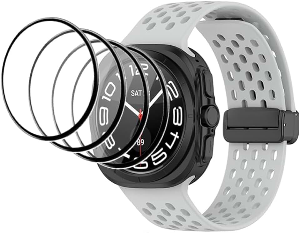 für 4 Pack Samsung Galaxy Watch 8 44mm Schutzfolie, Volle Deckung, HD Komposit-Dünnfilm, Freies Biegen, Anti Kratzer-Durchsichtig