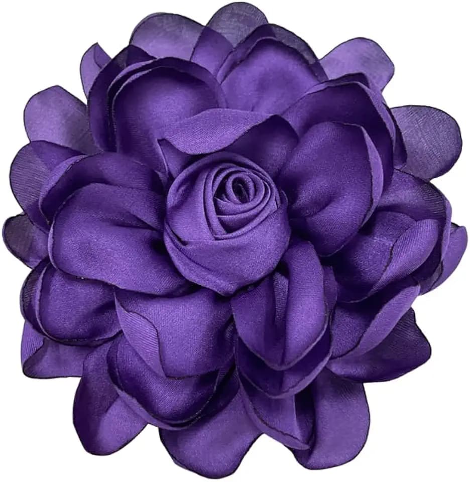 Dainty Fabric Rose Flower Large Brooch Lapel Pins Flower Brooches Pin Classic for Wedding Party Dance Banquet for Women Dress Suit Clothes Accessories Jewelry 100mm