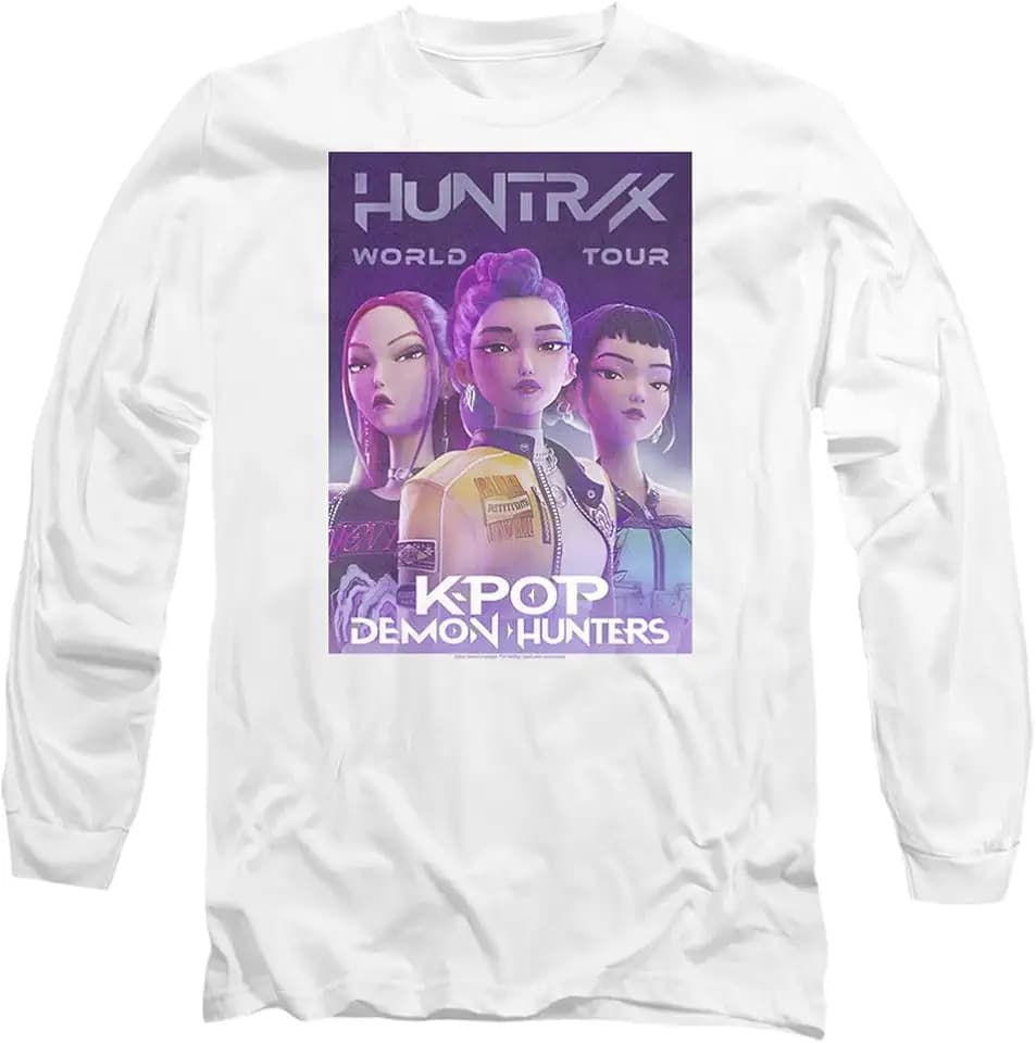 KPop Demon Hunters Unisex K-pop Demon Hunters - Huntrix Huntr/X World Tour Billboard Unisex Long Sleeve T Shirt T-Shirt