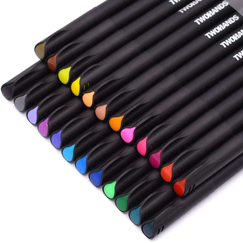 TWOHANDS Fineliner Set 24 Farben 0,4mm Feine Spitze Filzstifte