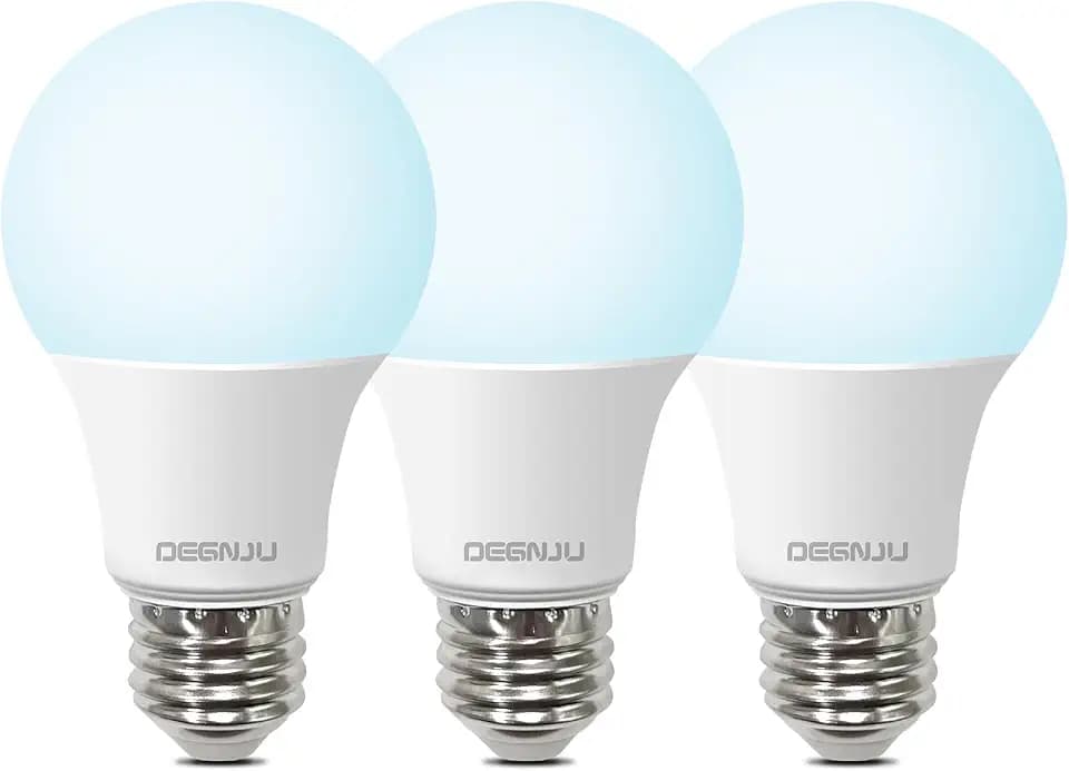 DEGNJU A19 LED Light Bulbs, 60 Watt Equivalent LED Bulbs, Daylight 5000K, 800 Lumens, E26 Standard Base, Non-Dimmable, 8W Warm White LED Bulbs for Bedroom Living Room,3 Pack