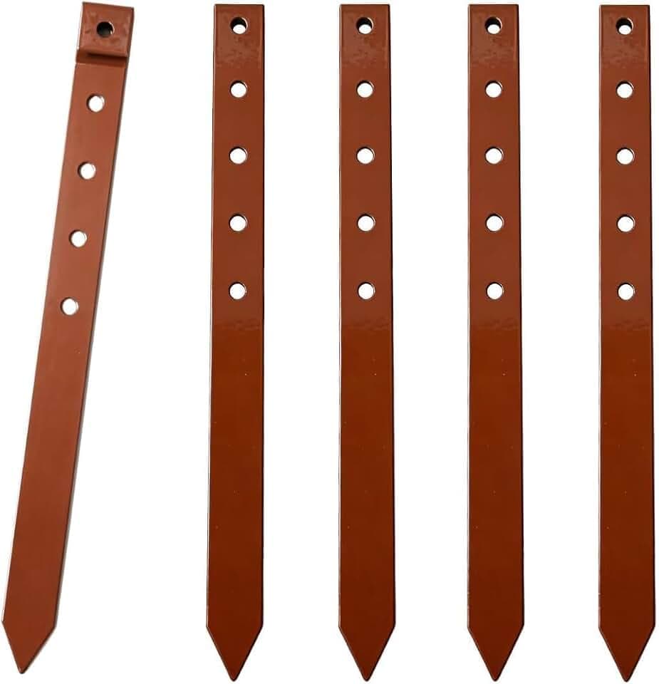 30 Pack Metal Landscape Edging Stakes, 10 Inch Garden Metal Stakes,Garden Anchoring Spikes for Yard, Edgings Lawn, Fence Barrier (Bronze)