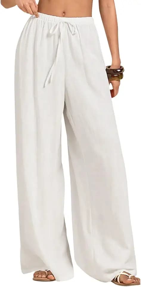 Leichte Hosen Damen Sommer Leinenhose Damen Weite Leg Palazzo Hose